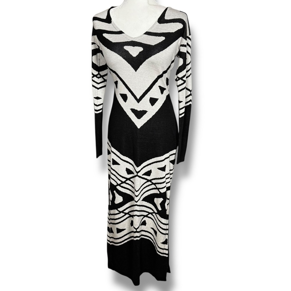Free People Bauhaus Maxi Sweater Dress XS Boho‎ Eclectic Indie Cozycore Artsy